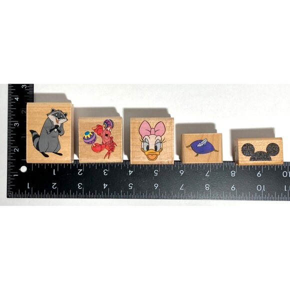 Disney Mixed Lot (5) Rubber Stampede Wood Stamps Mickey Meeko Sebastian Daisy + - Picture 11 of 14
